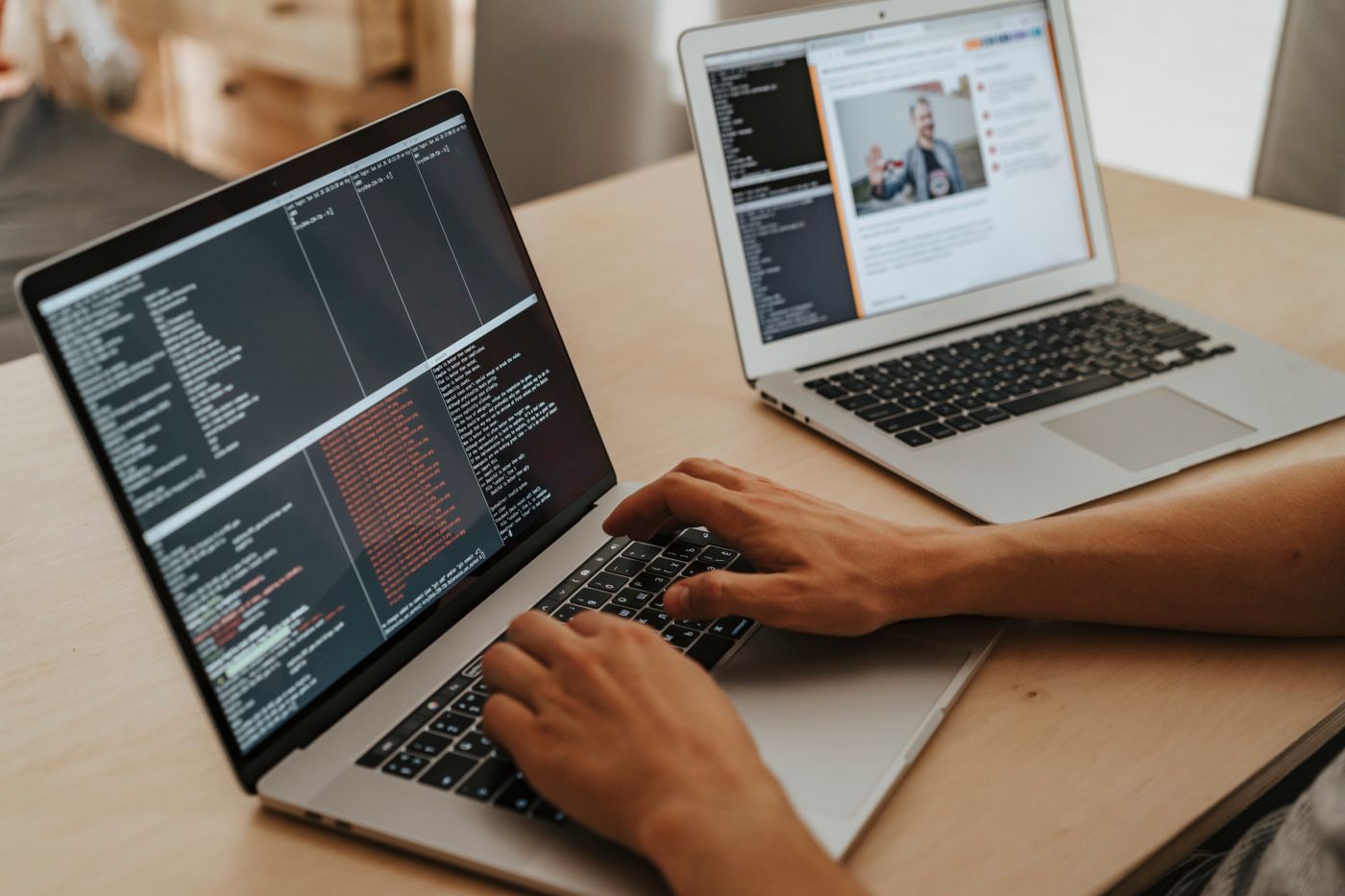 Building a client's website on a laptop